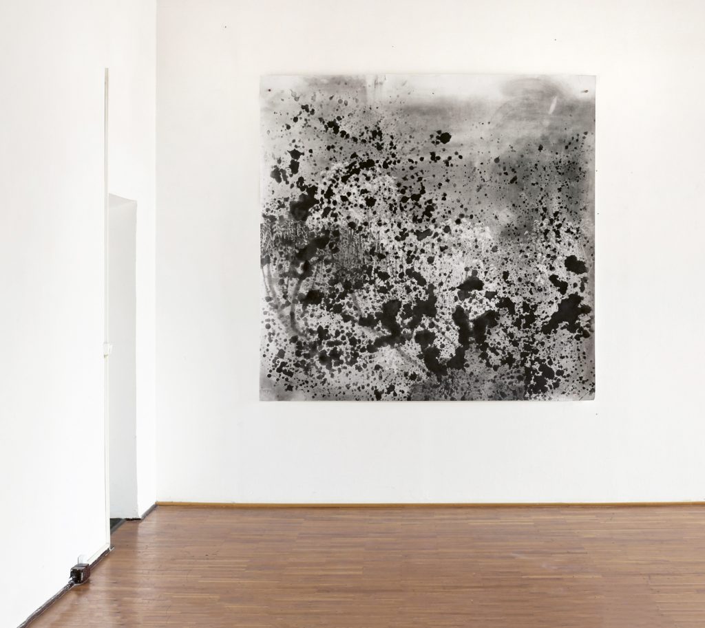 o. T. (toxo), 2014, Kohle auf Papier, 219 x 220 cm
